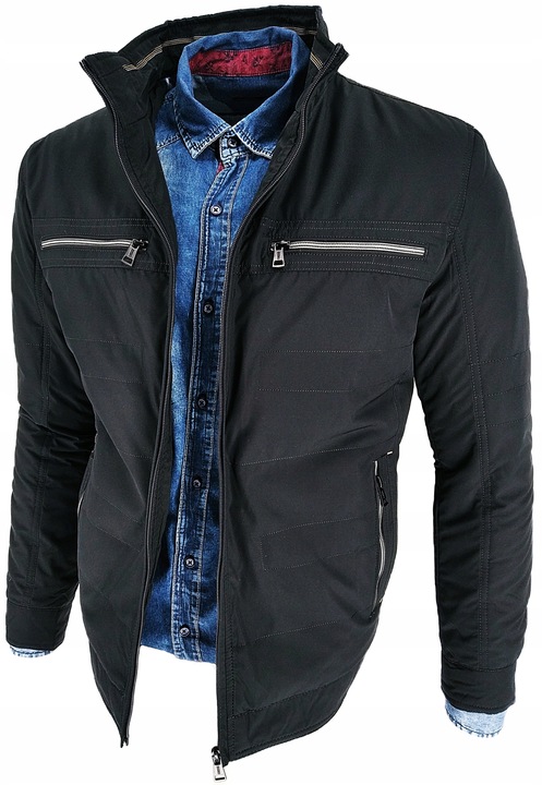 KURTKA MĘSKA PRZEJŚCIOWA PROSTA CIEMNA 3717 M