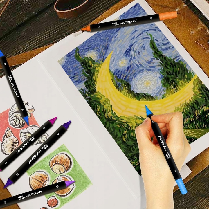 Markery akrylowe 24 kolory Wodoodporne markery z podwójną końcówką Prezenty