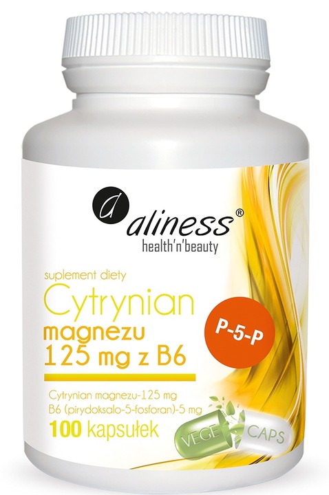 Cytrynian Magnezu z B6(P-5-P) ALINESS 100 kapsułek