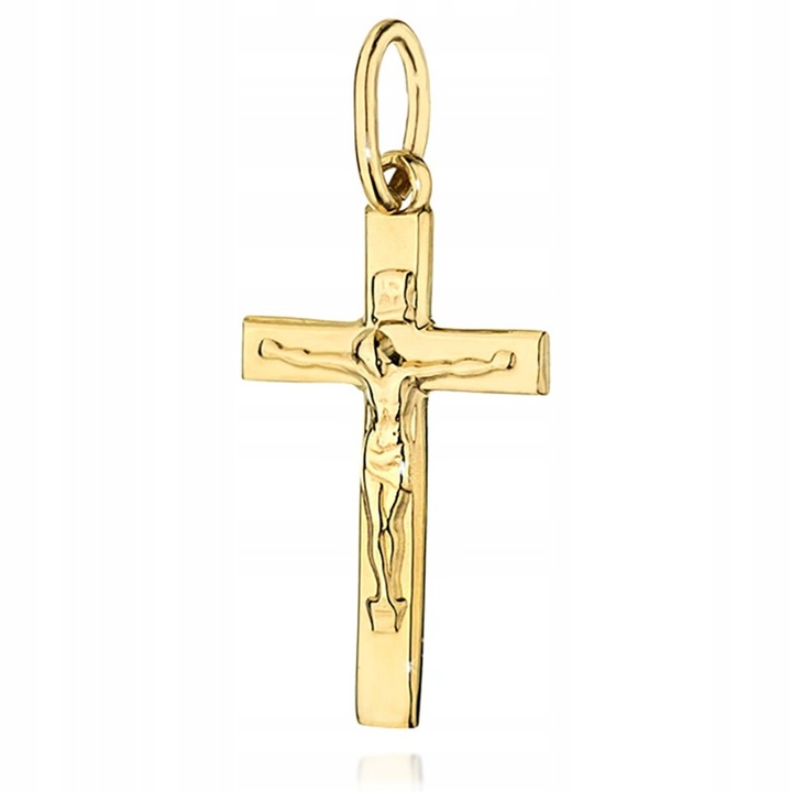 ZŁOTY KRZYŻYK KRZYŻ pr. 585 14k z JEZUSEM Na Chrzest Komunię + Pudełko