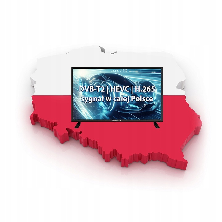 Telewizor 24 cale TV przenośny HD LED tuner dekoder DVBT2 USB +UCHWYT MANTA