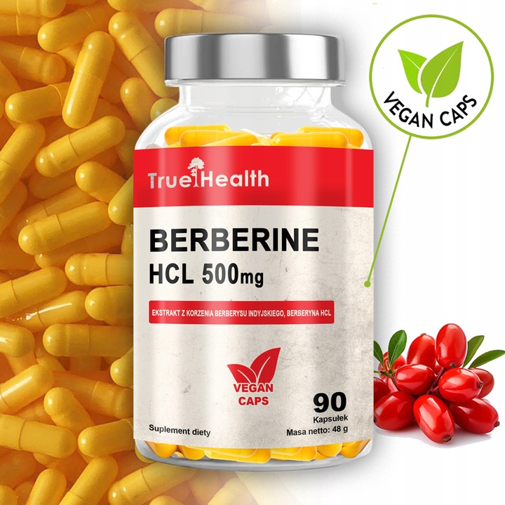 BERBERYNA HCL 500mg 90 kaps BERBERINE ODCHUDZANIE CUKRZYCA WEGE TRUE HEALTH
