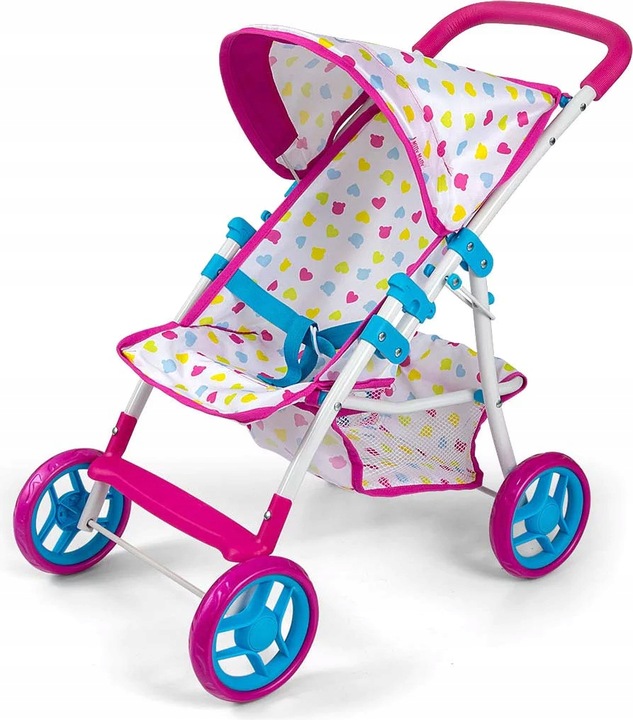 WÓZEK ZABAWKA DLA LALEK DLA 5 LATKI SOLIDNY SKŁADANY Z DASZKIEM