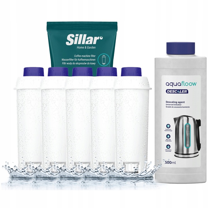Odkamieniacz do ekspresu + 5x filtr do wody do ekspresu Delonghi Dinamica