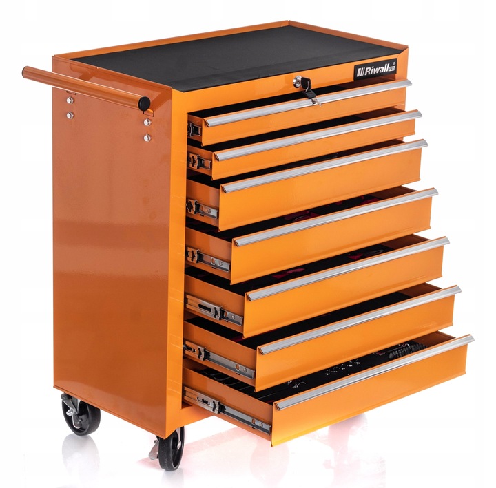 SZAFKA POMARAŃCZOWA WARSZTATOWA WÓZEK NARZĘDZIOWY 688 EL. PRO 7 SZUFLAD