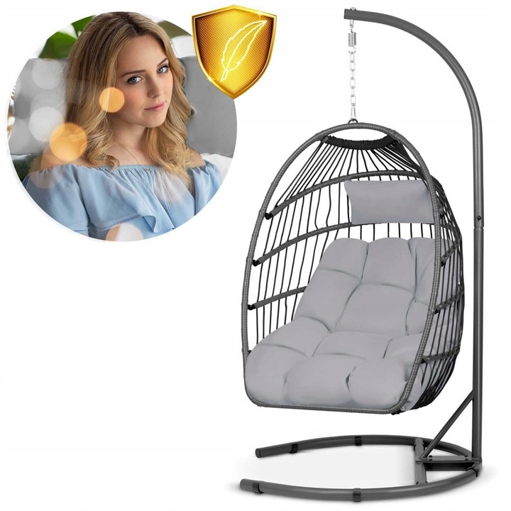 FOTEL OGRODOWY WISZĄCY + GRATIS SZARE PODUSZKI