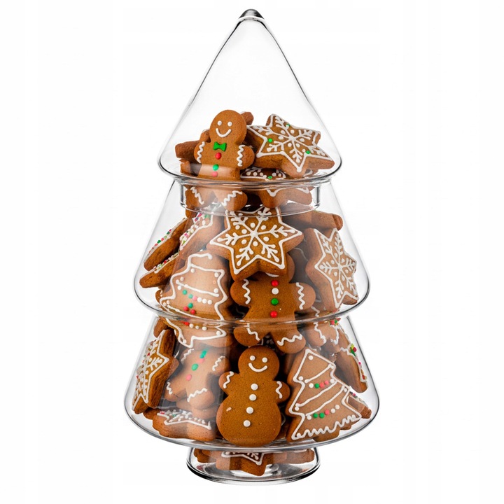 BOMBONIERKA CHOINKA SZKLANY POJEMNIK NA PIERNICZKI DEKORACJA ŚWIĄTECZNA