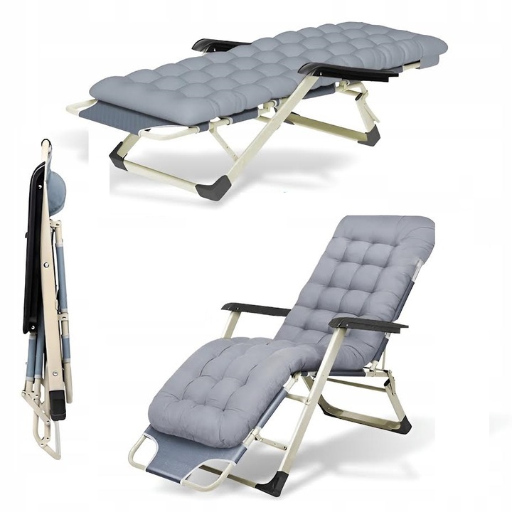 FOTEL OGRODOWY LEŻAK PLAŻOWY TURYSTYCZNY PODUSZKA