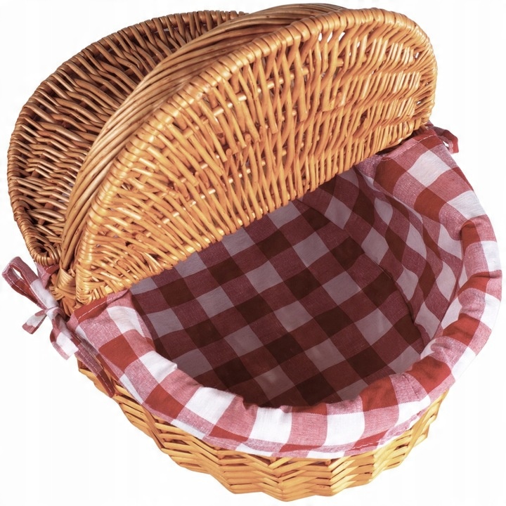 KOSZ NA PIKNIK KOSZYK PIKNIKOWY WIKLINOWY DUŻY MOCNY CZERWONY Z RĄCZKĄ