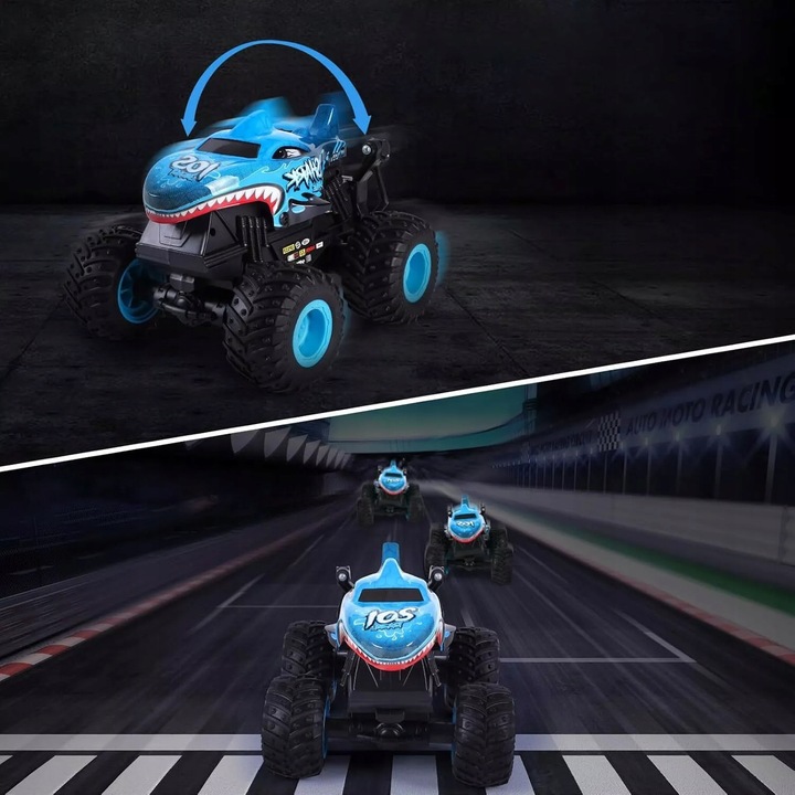 ZDALNIE STEROWANE AUTO REKIN MONSTER TRUCK RC Z MUZYKĄ LED 2.4GHZ OBRÓT 360