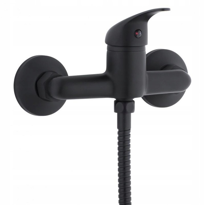 Bateria prysznicowa czarna ścienna jednouchwytowa ze słuchawką i wężem YOKA