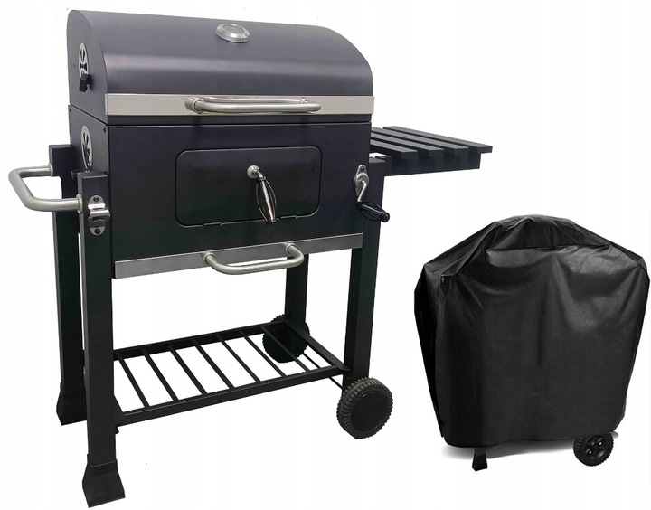 DE KRAFT GRILL WĘGLOWY ANGULAR RUSZT ŻELIWNY + POKROWIEC