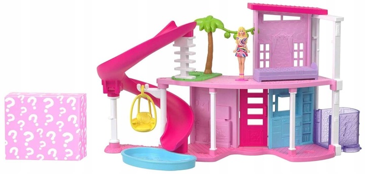 BARBIE MINI BARBIELAND DOMEK MARZEŃ DLA LALEK ZJEŻDŻALNIA + MINI LALKA AKC.