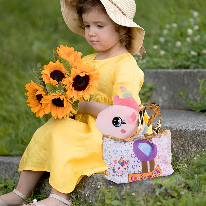 PLUSZOWY JEDNOROŻEC Z TOREBKĄ PLUSZOWA MASKOTKA PRZYTULANKA PLUSZAK UNICORN