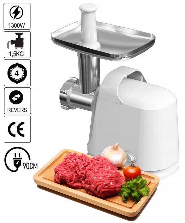 MASZYNKA DO MIELENIA MIĘSA ELEKTRYCZNA REWERS SZARPAK BIAŁA MOCNA 1300W