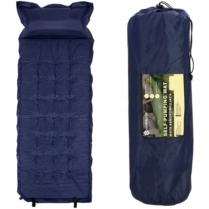 MATA SAMOPOMPUJĄCA TURYSTYCZNA Z PODUSZKĄ 193 cm KARIMATA MATERAC GRUBA