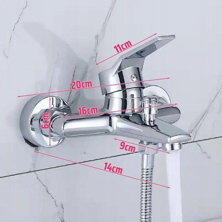 ZESTAW BATERIA WANNOWA PRYSZNICOWA KRAN DO WANNY UCHWYT WĄŻ SŁUCHAWKA CHROM