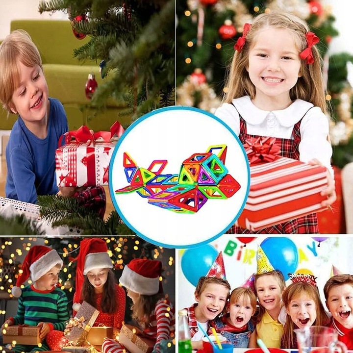 DUŻE KLOCKI MAGNETYCZNE KONSTRUKCYJNE EDUKACYJNE DLA DZIECI 3D 180ELE