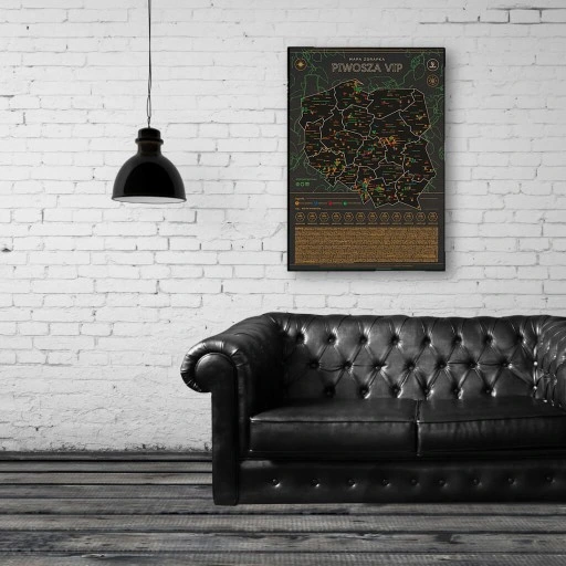 Prezent dla Piwosza: Mapa Zdrapka Piwosza w czarnej ramie