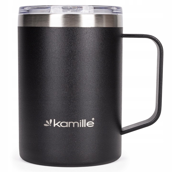 KUBEK TERMICZNY stalowy TERMOS do kawy herbaty z uchwytem KAMILLE 360ml