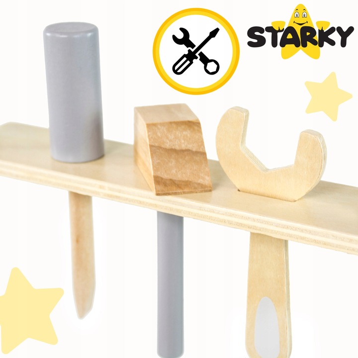 Pchacz drewniany chodzik jeżdzik dzieci warsztat zestaw majsterkowicza 3w1