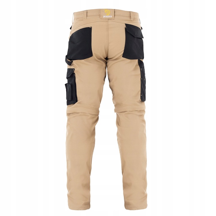 SPODNIE ROBOCZE monterskie męskie 2w1 KRÓTKIE SPODENKI odpinane Khaki
