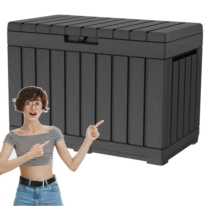 KETER KENTWOOD 190L SKRZYNIA OGRODOWA ANTRACYT SCHOWEK POJEMNIK SIEDZISKO