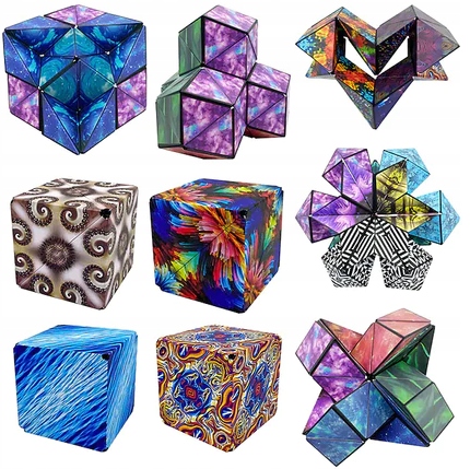 FIDGET CUBE ANTYSTRESOWA KOSTKA MAGNETYCZNA NIEBIESKA PUZZLE MAGIC CUBE
