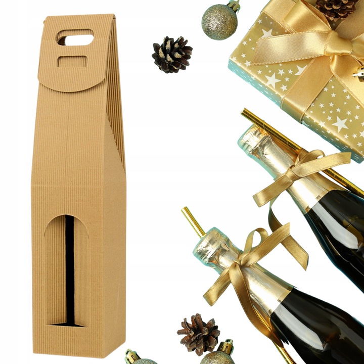 Torebka Pudełko na Wino z Okienkiem LOGO Nadruk Full Kolor 40x9x9 cm 30 szt