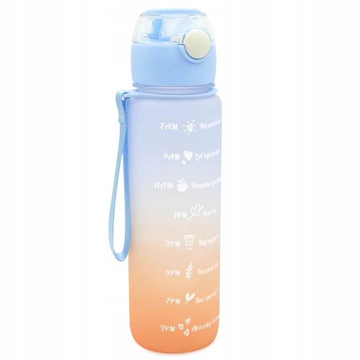 Butelka Na Wodę Bidon z Miarką Ze Słomką Na Siłownie Fitness 700ml + Gratis
