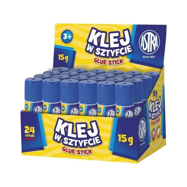 24x Astra KLEJ W SZTYFCIE Szkolny Biurowy Mocny Całe Pudełko 15g Astra