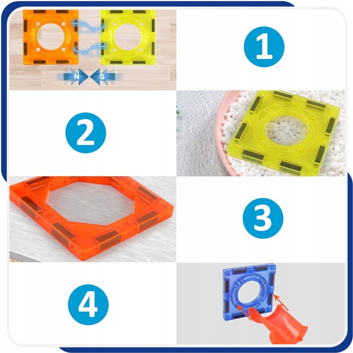 Klocki MAGNETYCZNE KONSTRUKCYJNE świecący tor 202 el 3D Zabawka edukacyjna