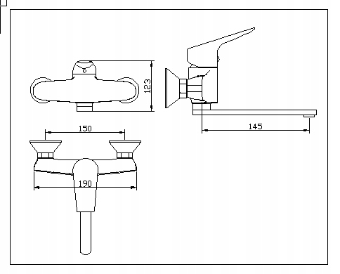 KRAN UMYWALKOWY PRZYŚCIENNY, CZARNY MAT, Z RUCHOMĄ WYLEWKĄ