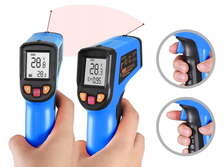 PIROMETR TERMOMETR LASEROWY BEZDOTYKOWY -50 +600C PRECYZYJNY POMIAR DEKO