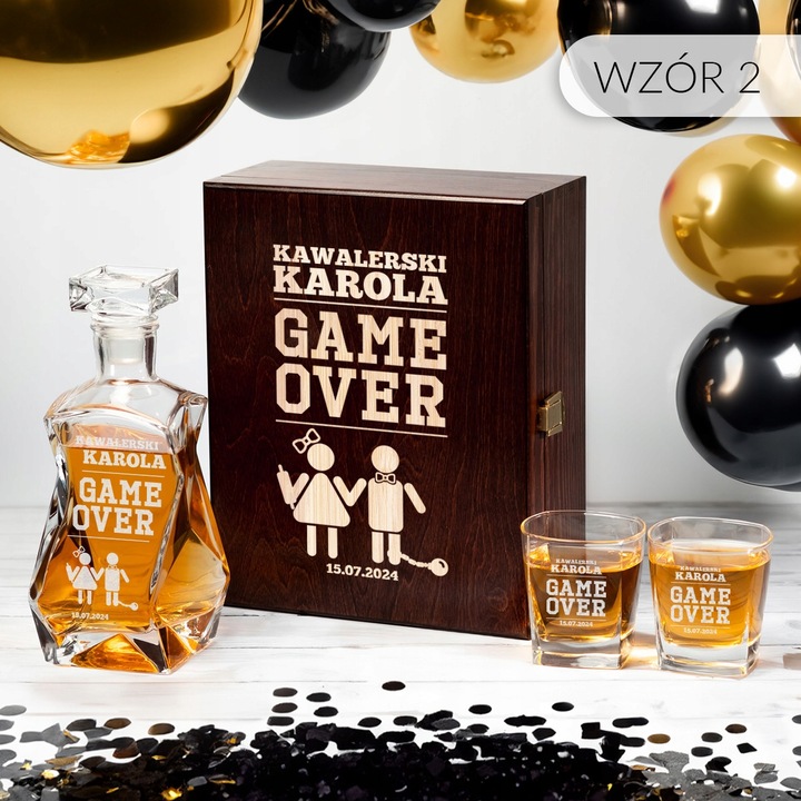 PREZENT NA WIECZÓR KAWALERSKI KARAFKA Z GRAWEREM SZKLANKI DO WHISKY GRAWER