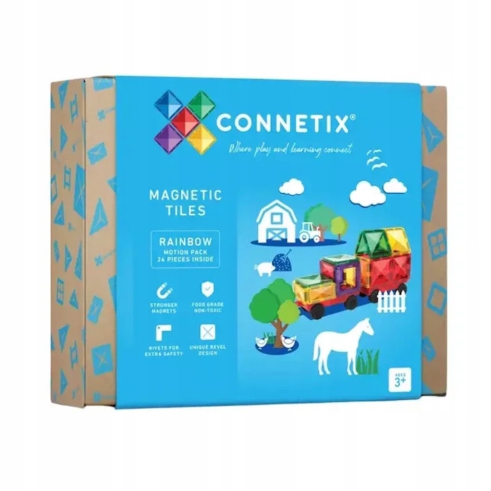 Pojazdy - Klocki Magnetyczne - Rainbow Motion Pack 24 Elementy - Connetix