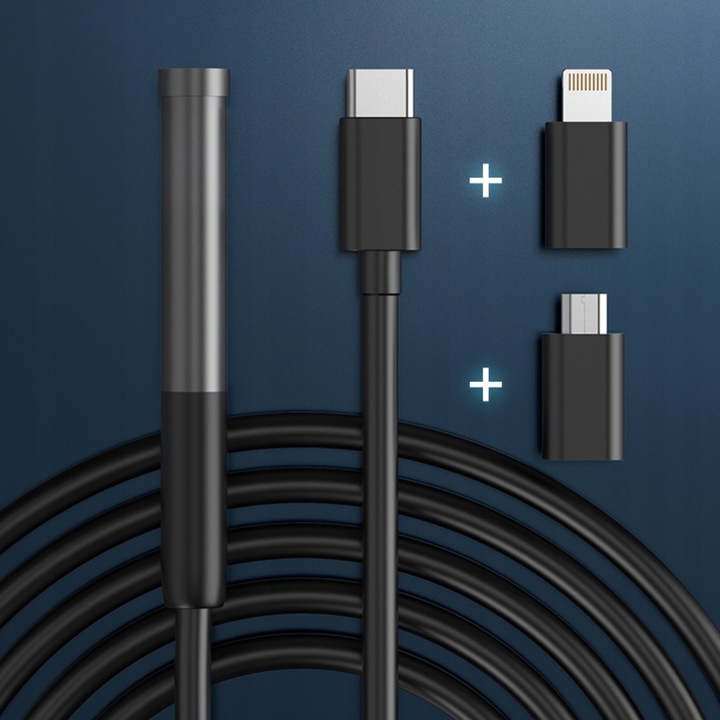 KAMERA INSPEKCYJNA ENDOSKOP DO TELEFONU WARSZTATOWA 3MPix IP67 OBIEKTYW 8mm