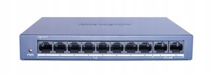 SWITCH PoE 8x PoE do kamer HIKVISION 60W 10/100Mb