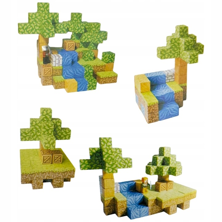 KLOCKI MAGNETYCZNE 300 KLOCKÓW KONSTRUKCYJNE PIKSELE SZEŚCIANY + 3 LUDZIKI