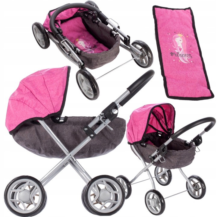 WÓZEK GŁĘBOKI DLA LALEK GONDOLA SKŁADANY I LEKKI PREZENT DLA DZIEWCZYNKI