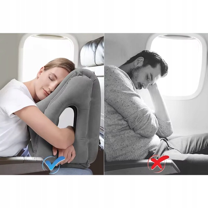 PODUSZKA PODRÓŻNA POMPOWANA DO SAMOLOTU POCIĄGU AUTA DUŻA WYGODNA DMUCHANA