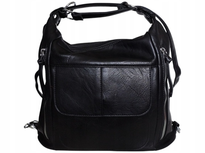 Torebka Damska Torebko-Plecak Miejska Listonoszka Czarny Styl Duży