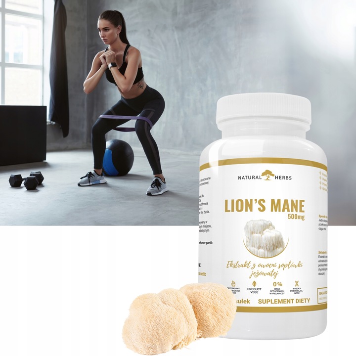 Lions Mane 500mg Soplówka jeżowata PAMIĘĆ 60kap