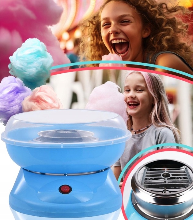 MASZYNA URZĄDZENIE DO WATY CUKROWEJ DLA DZIECI + AKCESORIA MIARKA PATYCZKI