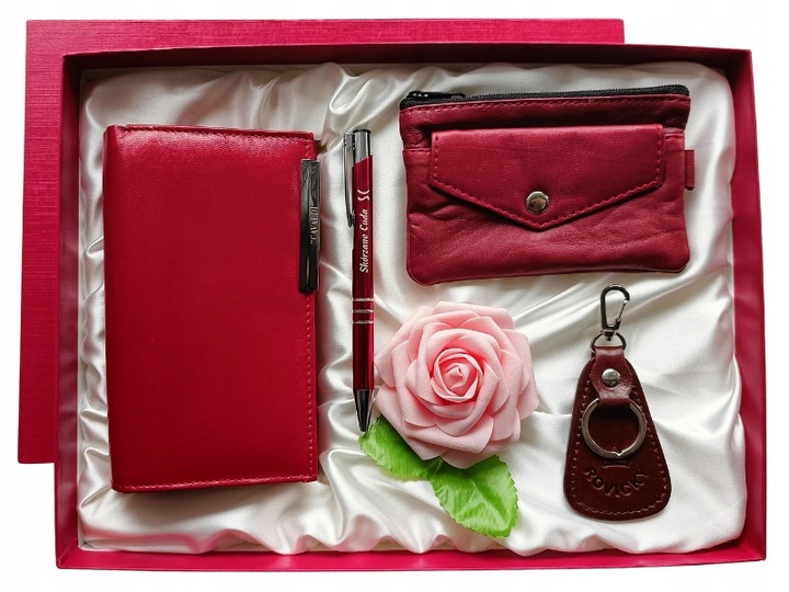 Zestaw Prezentowy PREZENT Dla Kobiety Portfel Prawdziwa Skóra Upominek