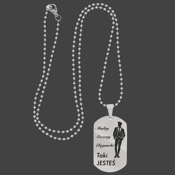 Grawerowany nieśmiertelnik stal 316L prezent + pudełko z dedykacją