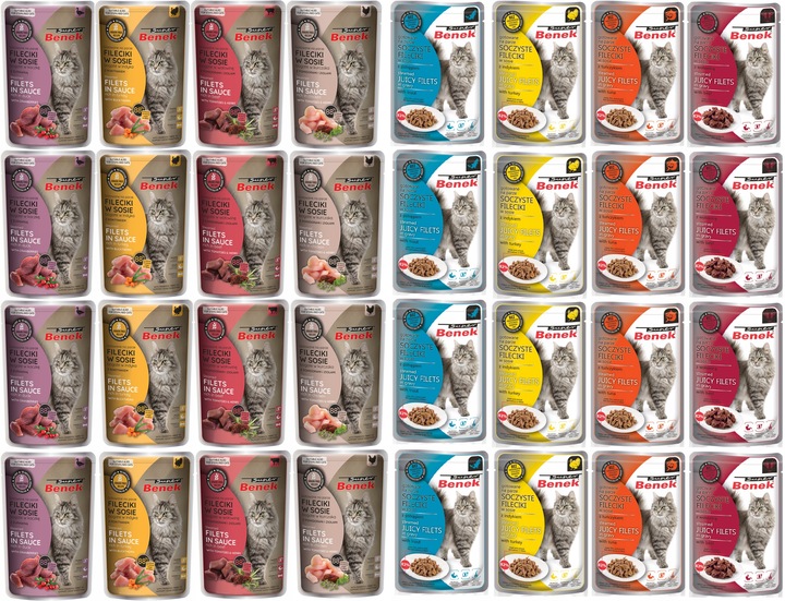 Benek Mokra karma Fileciki Saszetki dla kota Mix Smaków 32x85g