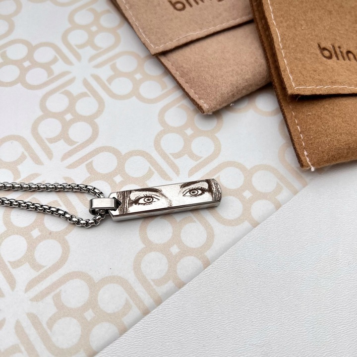 Naszyjnik z grawerem Twoich oczu PREZENT DLA MĘŻCZYZNY stal 316L BLINGART