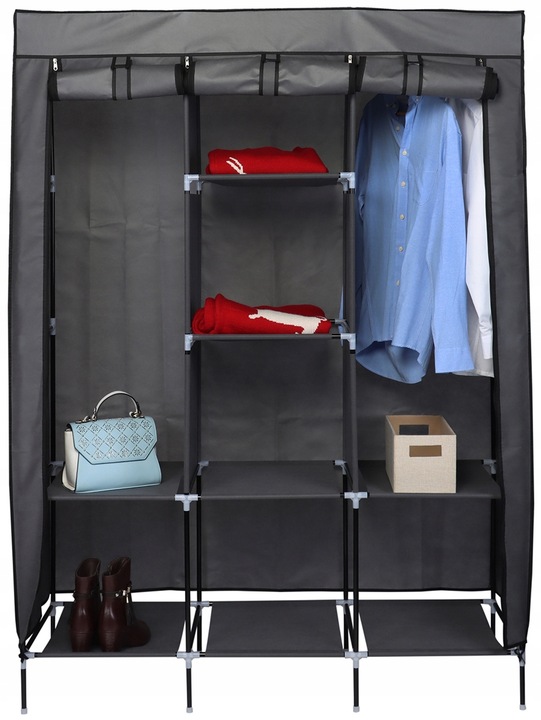 SZAFA Przenośnia tekstylna 8 półek pojemna 127X45X172CM turystyczna lekka