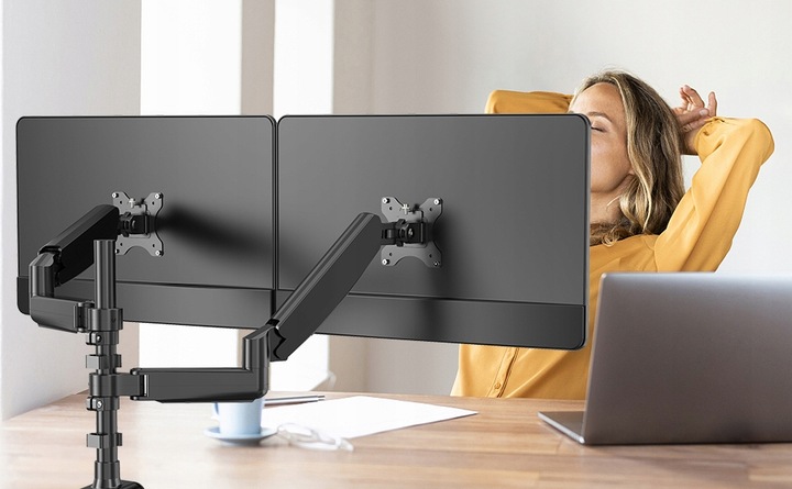 Podstawa obrotowa ze sprężyną gazową dla dwóch monitorów LCD 13-32 cale 9kg